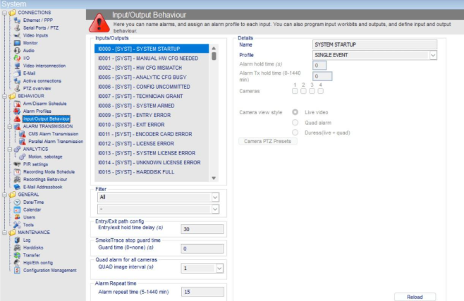 ADPRO Input/Output Behaviour